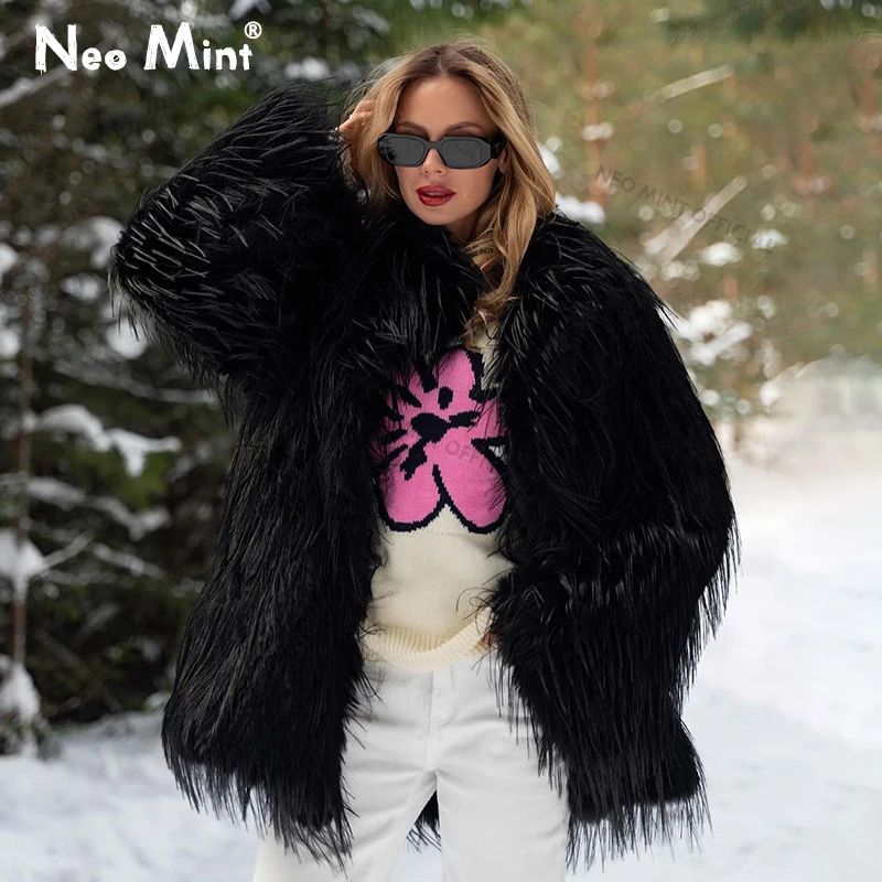 Women Streetwear Brand - Neo Mint mantel bulu palsu wanita,