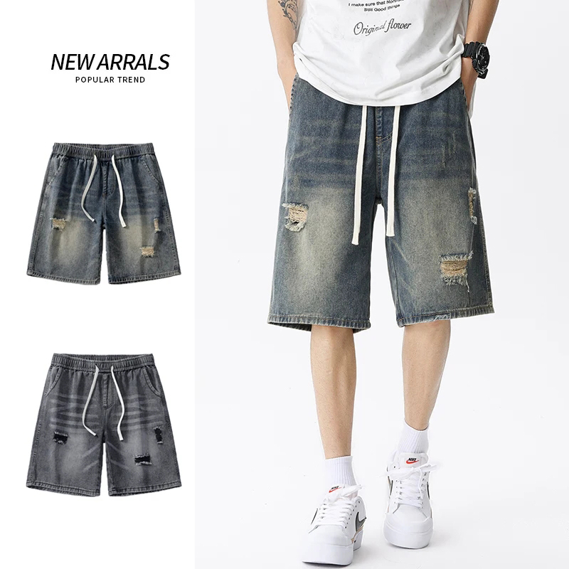 Streetwear Brand Shorts - Celana pendek Denim tipis musim panas