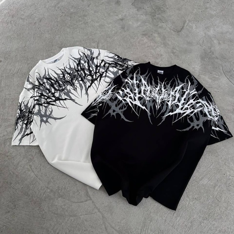 Streetwear Brand Font - Kaos Oversize Unisex Merk Y2K Goth