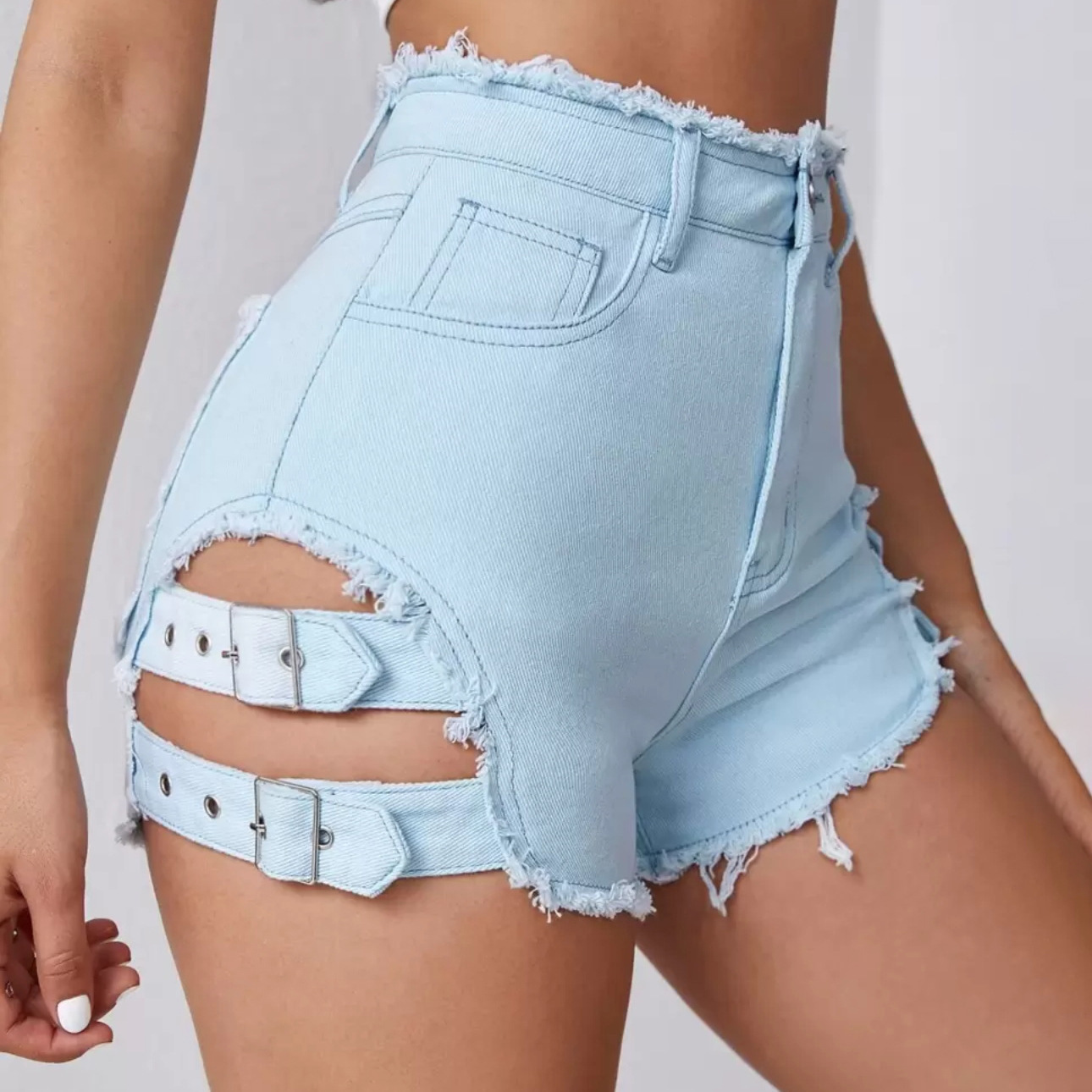 Streetwear Brand Shorts - Celana Pendek Denim Wanita Pinggang Tinggi