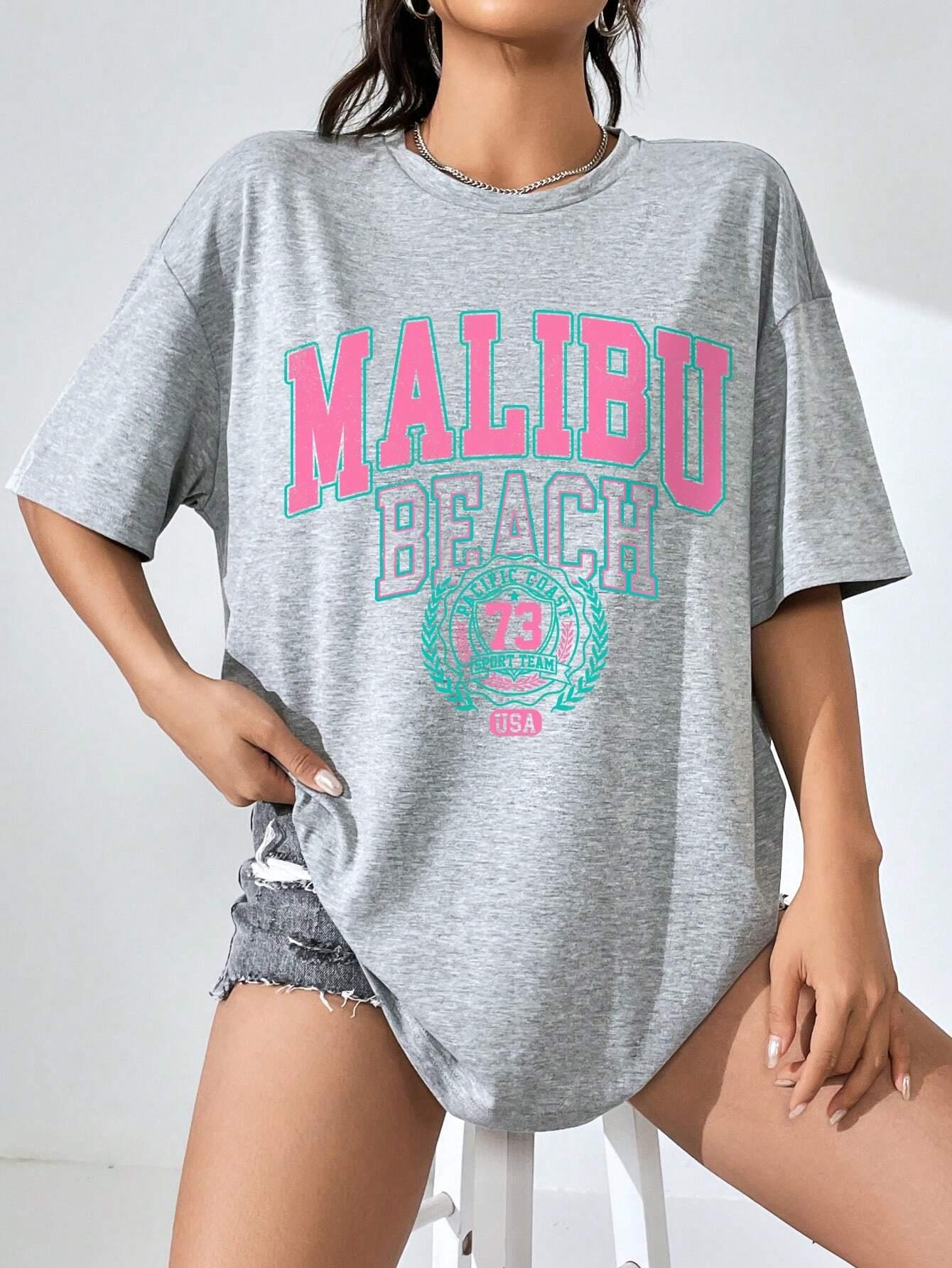 Malibu kaus wanita motif huruf - Women Streetwear Brand ulasan dan harga