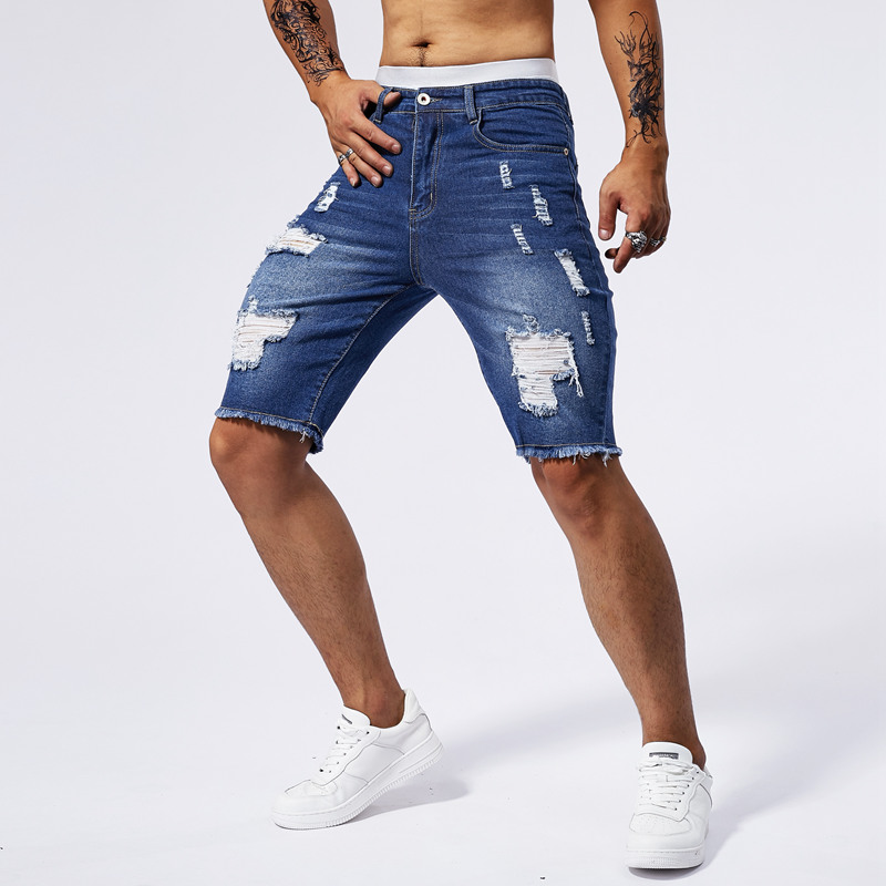 Celana Pendek Denim Robek Pria - Streetwear Brand Shorts ulasan dan harga