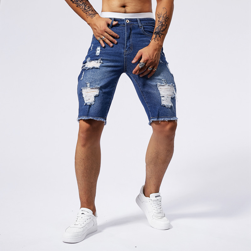 Celana Pendek Denim Robek Pria - Streetwear Brand Shorts ulasan dan harga