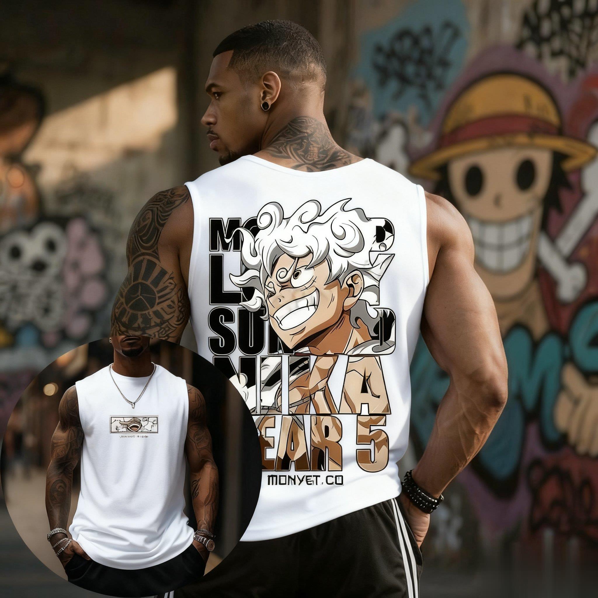 One Piece Luffy Gear 5 Tank To - Good Streetwear Brand ulasan dan harga